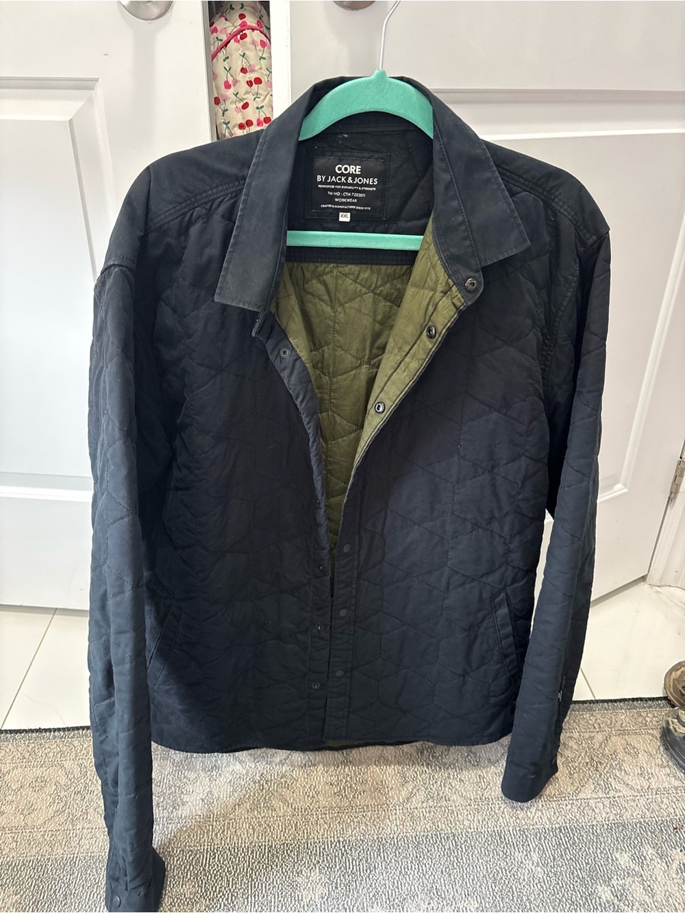 Jack & Jones Black Quilted Field Jacket with Olive Interior